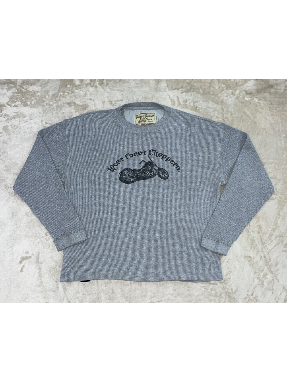 Vintage West Coast Choppers Long Sleeve Gray Thermal Jesse James Workwear Mens M